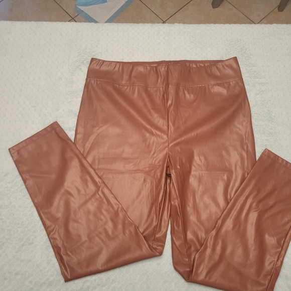 NEW JOLIE & JOY BROWN FAUX LEATHER LEGGINGS-SIZE XL-NWT - Picture 8 of 16